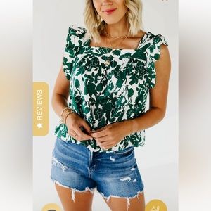 Ruffle shoulder babydoll tank